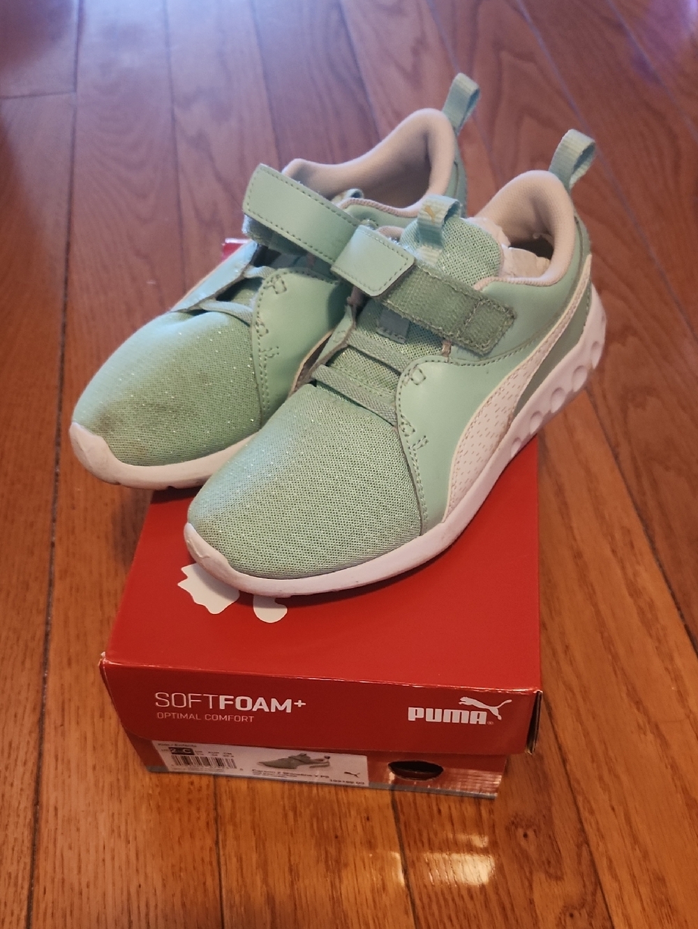 Puma Kids Mint Green Velcro Athletic Sneakers